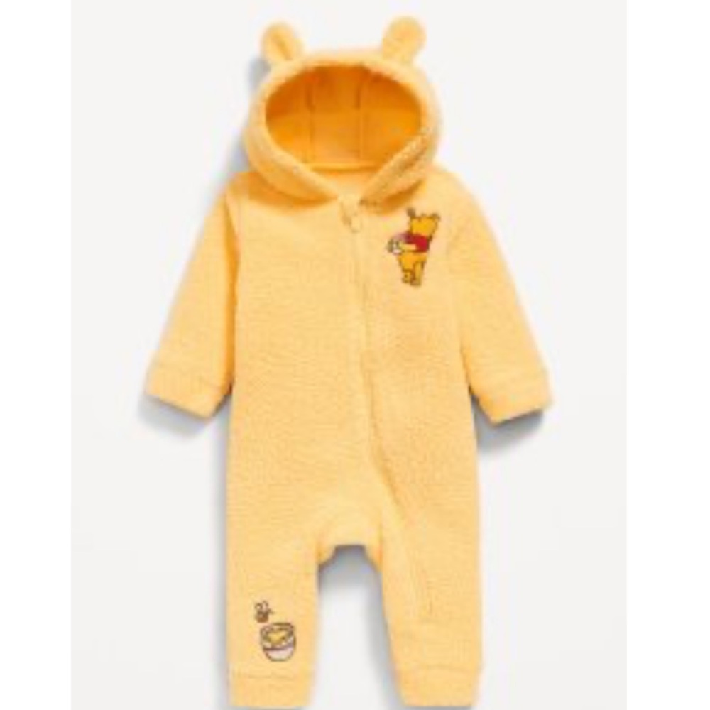Disney Yellow Fleece Footie with Bear Design